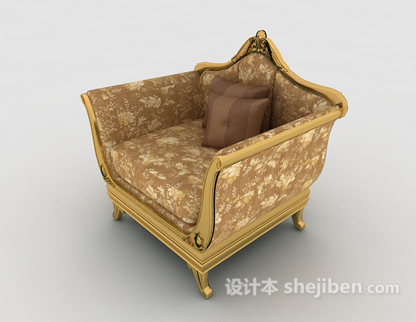 设计本欧式复古花纹沙发3d模型下载