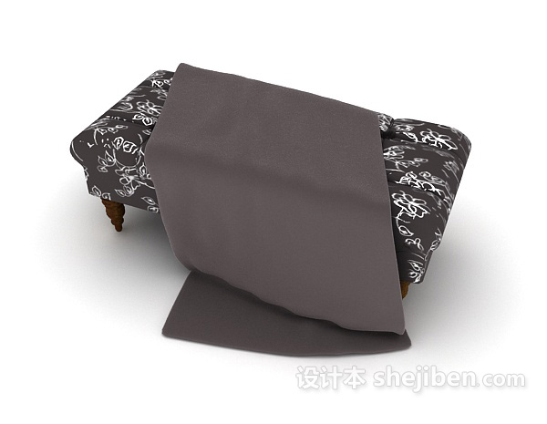 免费欧式黑白花纹沙发凳子3d模型下载