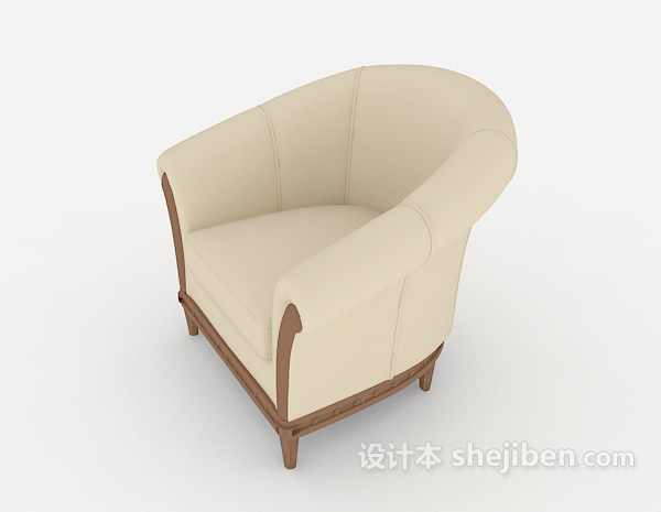 免费米白色家居单人沙发3d模型下载