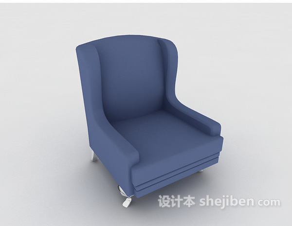 设计本地中海蓝色单人沙发3d模型下载