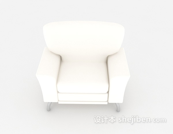 现代风格白色休闲单人沙发3d模型下载