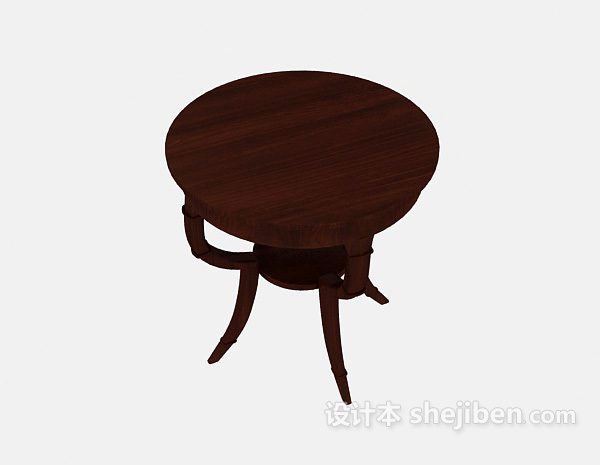 设计本实木圆形边桌3d模型下载