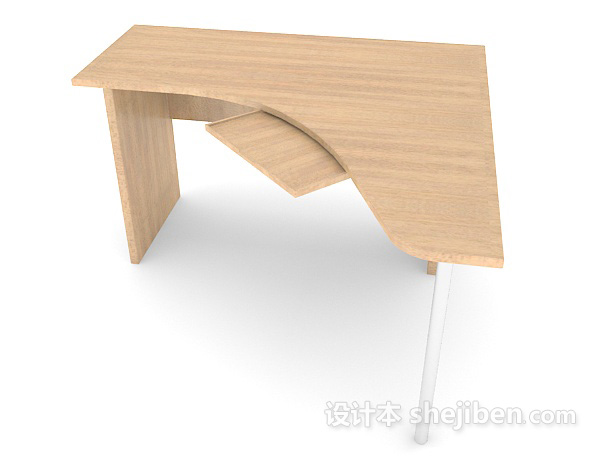 免费现代简单实木书桌3d模型下载