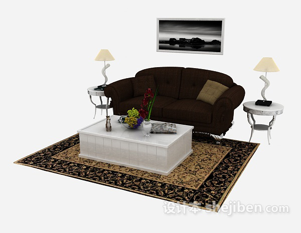 免费欧式简单家居沙发3d模型下载