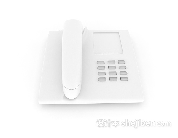 现代风格白色电话机3d模型下载