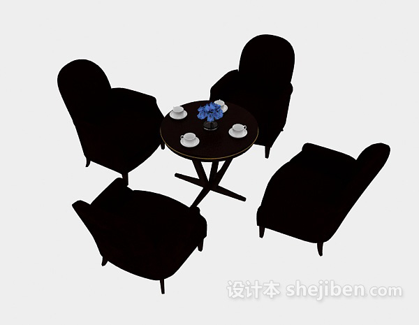 现代风格现代黑色休闲桌椅3d模型下载