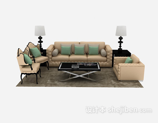 欧式风格新欧式组合沙发3d模型下载