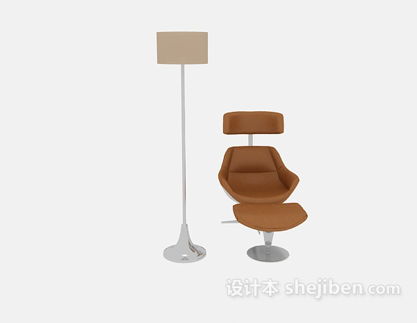 现代风格棕色休闲椅3d模型下载