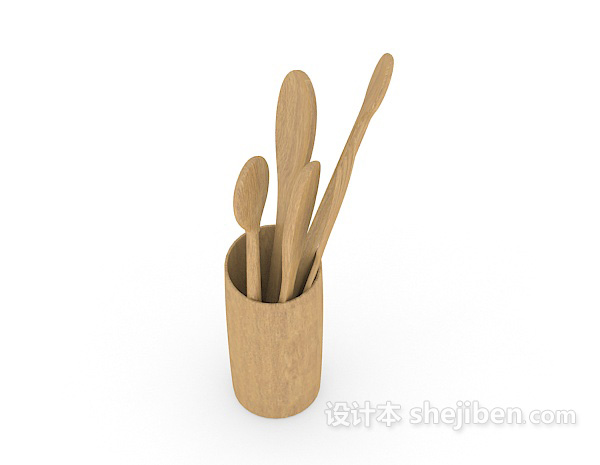 设计本实木叉勺3d模型下载
