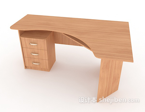 设计本简单实木书桌3d模型下载