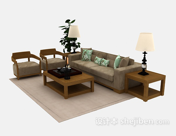 设计本田园式组合沙发3d模型下载