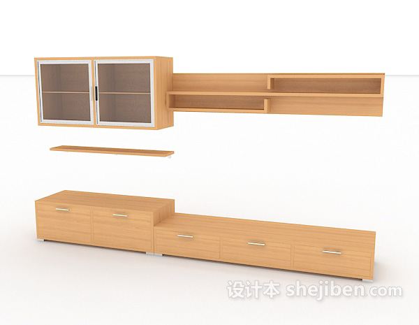 免费现代简约木质橱柜3d模型下载