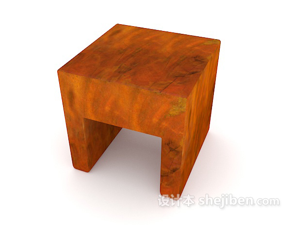 免费实木板凳3d模型下载