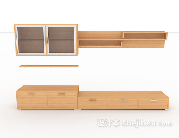 现代风格现代简约木质橱柜3d模型下载