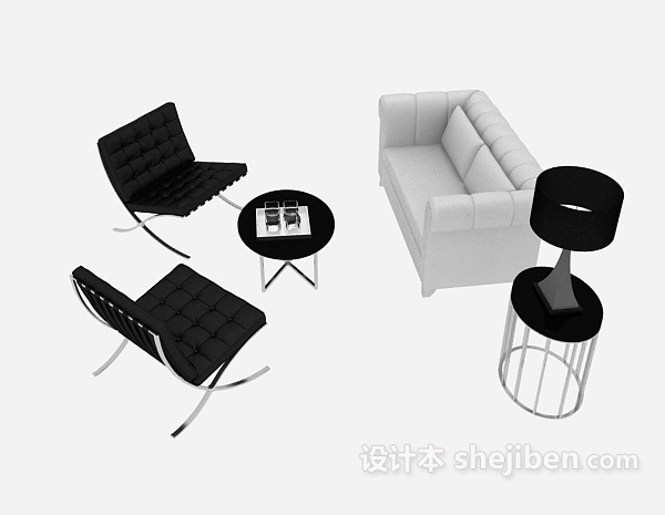 设计本家居简约休闲桌椅组合3d模型下载