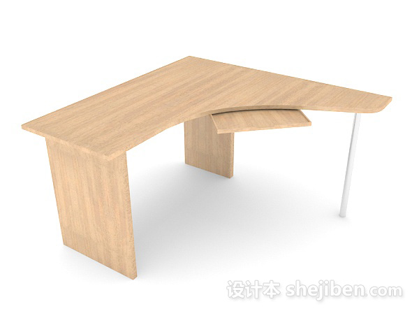 现代简单实木书桌3d模型下载