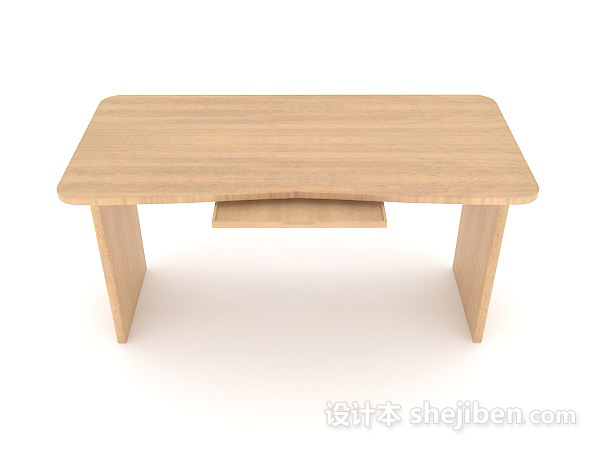 现代风格实木现代简单书桌3d模型下载