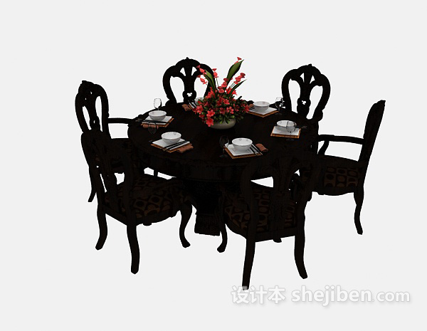 欧式风格欧式风格复古餐桌椅3d模型下载
