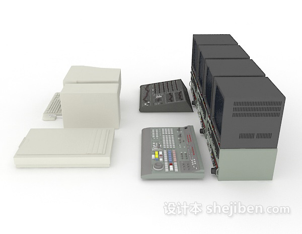 设计本计算机、交换机3d模型下载