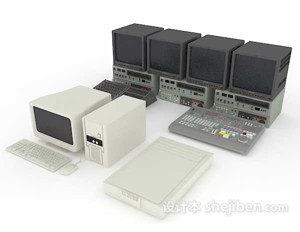 现代风格计算机、交换机3d模型下载