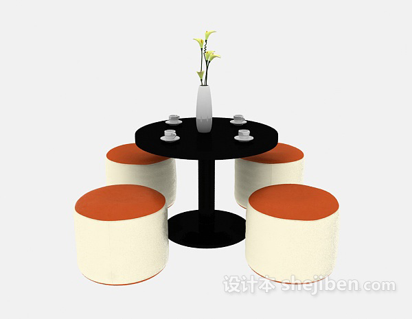 休闲现代桌椅组合3d模型下载
