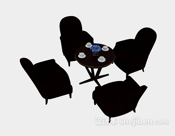 设计本现代黑色休闲桌椅3d模型下载