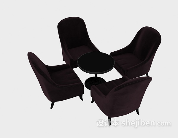 现代风格深紫色桌椅3d模型下载