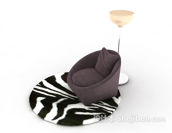 设计本紫色懒人沙发3d模型下载