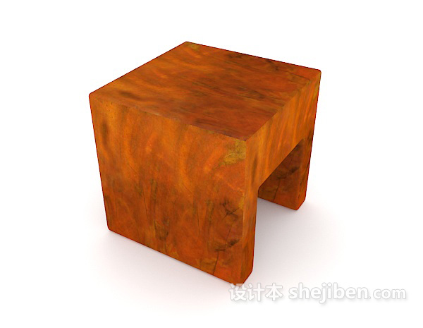实木板凳3d模型下载