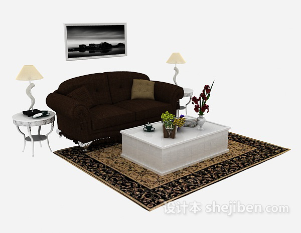 欧式简单家居沙发3d模型下载