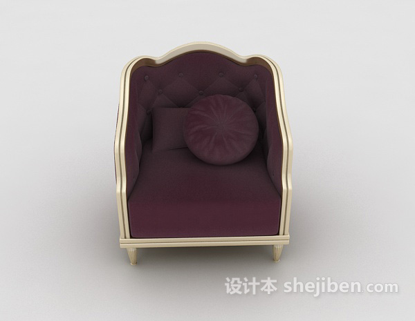 欧式风格欧式家居紫色单人沙发3d模型下载