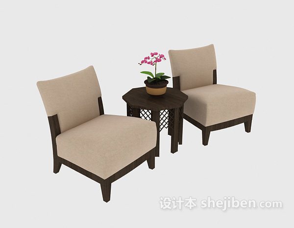 现代简约木质桌椅3d模型下载