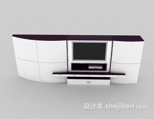 现代风格挂壁式超薄电视机3d模型下载
