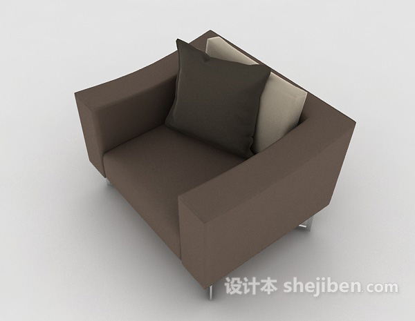 设计本灰棕色单人沙发3d模型下载