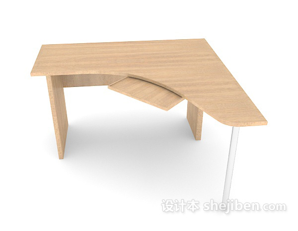 设计本现代简单实木书桌3d模型下载