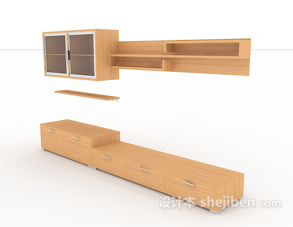 设计本现代简约木质橱柜3d模型下载
