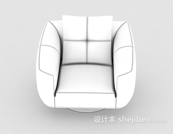 现代风格白色个性简约单人沙发3d模型下载