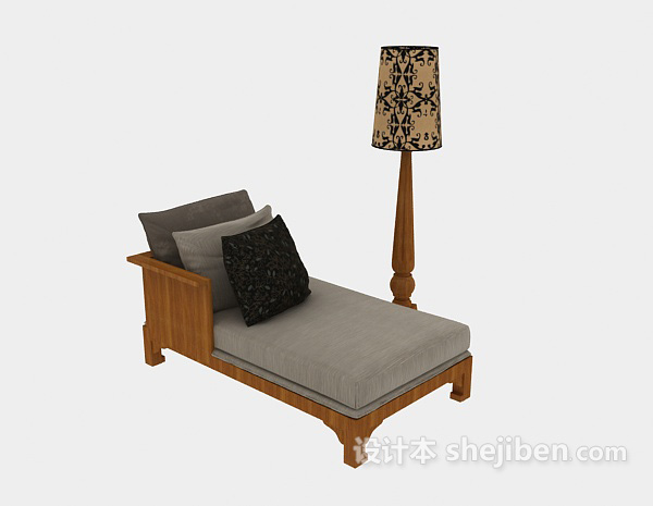 免费简约木质沙发躺椅3d模型下载