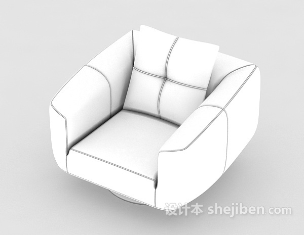 设计本白色个性简约单人沙发3d模型下载