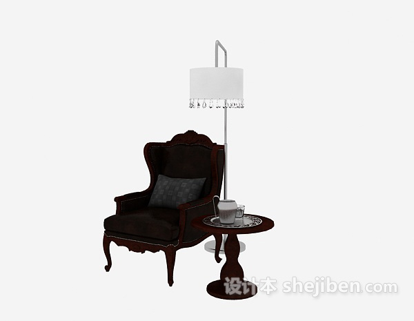 欧式风格欧式单人家居椅3d模型下载