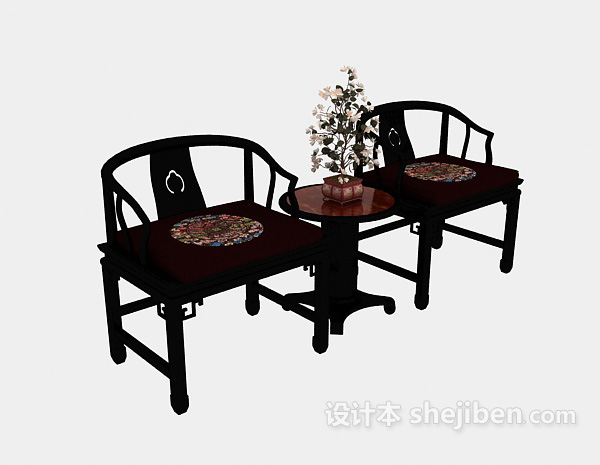 中式风格家居椅3d模型下载