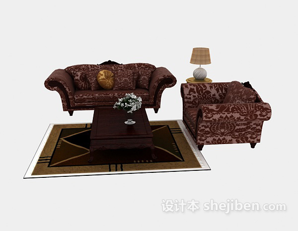 欧式风格欧式居家式组合沙发3d模型下载