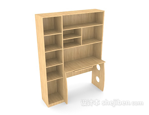 整体型书桌、书柜3d模型下载