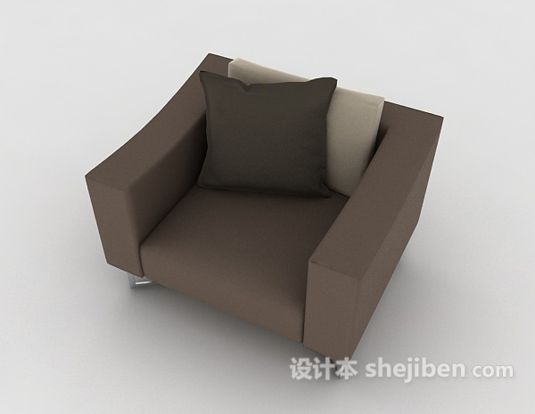 免费灰棕色单人沙发3d模型下载
