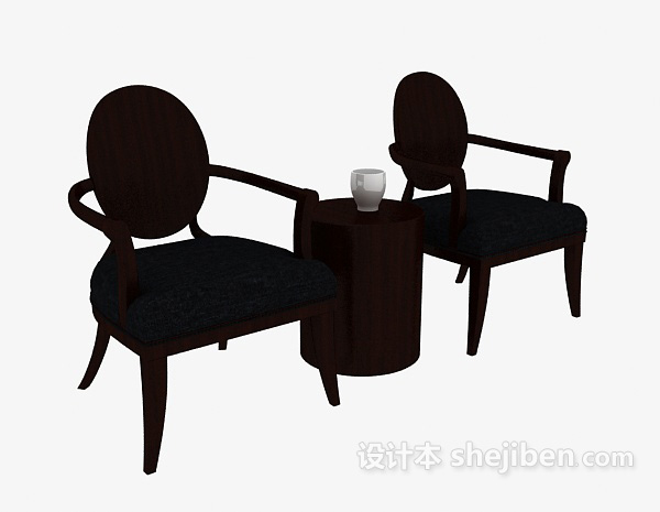 简单实木家居椅3d模型下载
