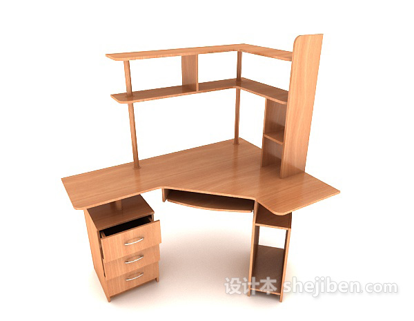 木质学生书桌3d模型下载