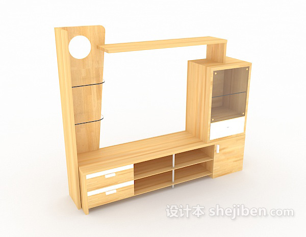 现代木质多功能电视柜3d模型下载