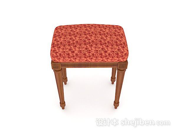 现代风格红色花纹凳子3d模型下载