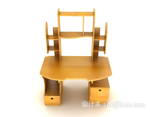 现代风格现代黄色实木书桌3d模型下载