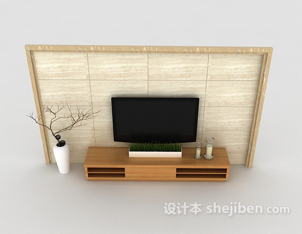 现代风格居家电视墙3d模型下载